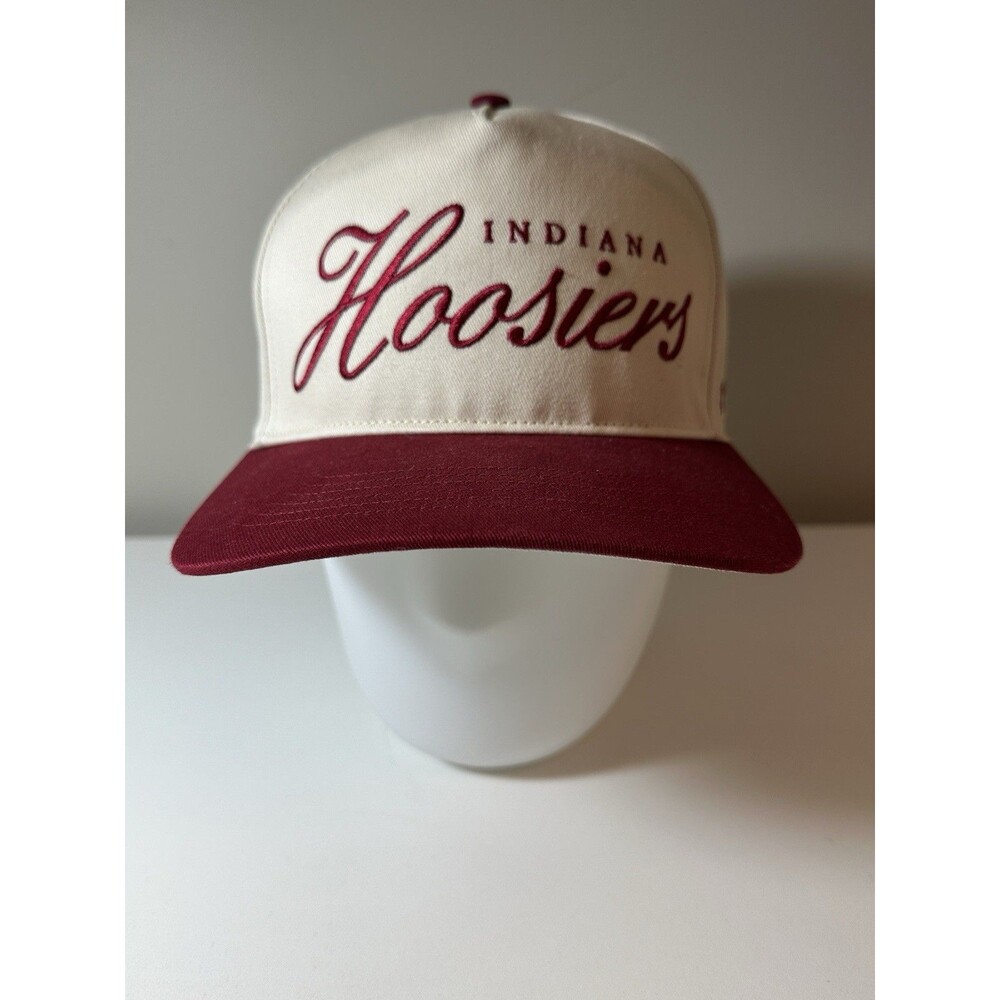 Indiana Hoosiers Team Issued ’47 Snapback Hat Cream Crimson Script IU OSFA